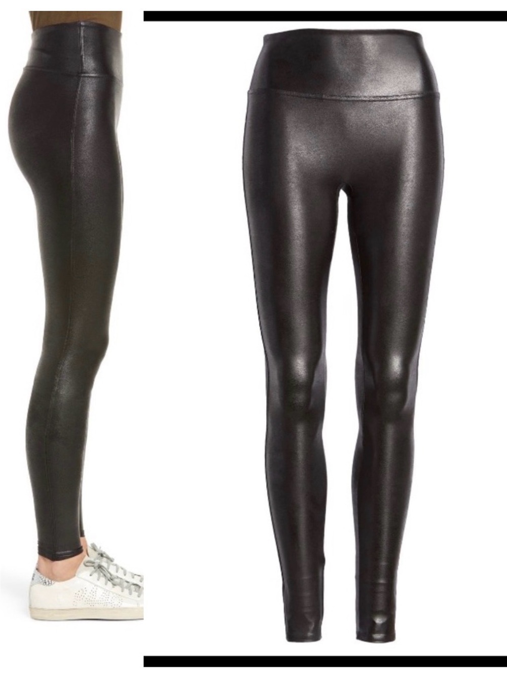 SPANX Women’s High-Waist Faux Leather Leggings - Black - Picture 2 of 5